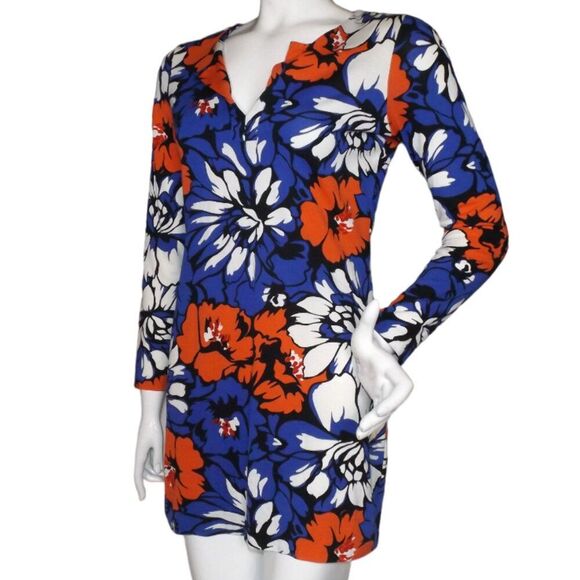 DIANE VON FURSTENBERG Ultra Mini Dress, 4, Reina, Blue/white/Red floral, DVF - Picture 4 of 12